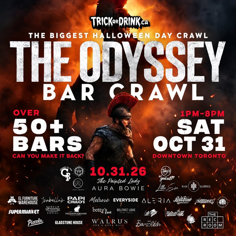 The Odyssey, the biggest Halloween day party, Saturday October 31, 1 PM to 8 PM, downtown Toronto
